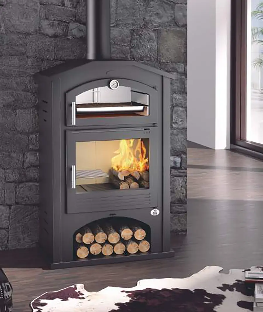 Estufa de leña frontal con horno m-106